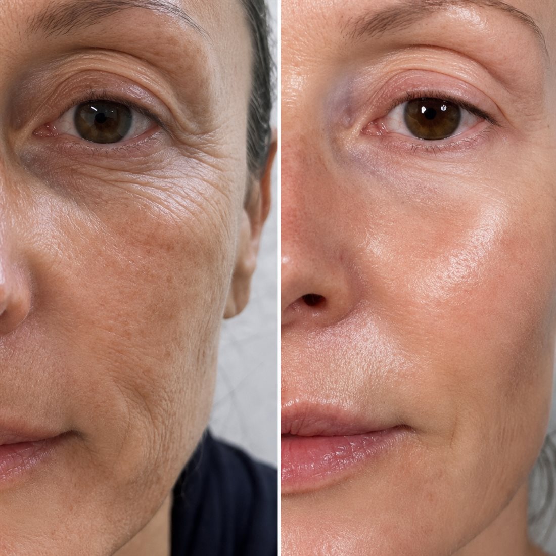Resultado antes y después de tratamiento facial
